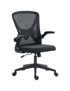 Vinsetto Mesh Back Office Chair, with Flip-Up Arms - Black