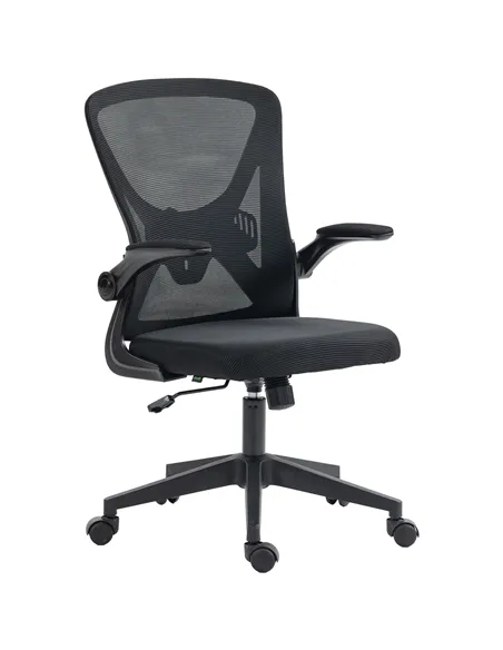 Vinsetto Mesh Back Office Chair, with Flip-Up Arms - Black