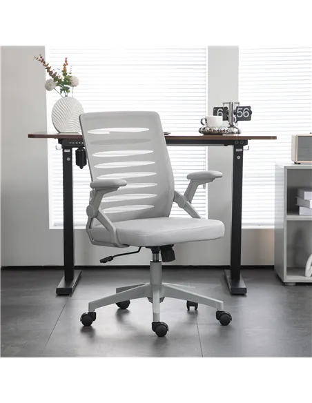 Vinsetto 44-53.5cm Adjustable Height Work Chair, with Mesh Back - Grey