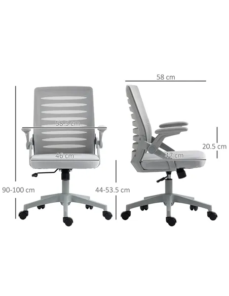 Vinsetto 44-53.5cm Adjustable Height Work Chair, with Mesh Back - Grey