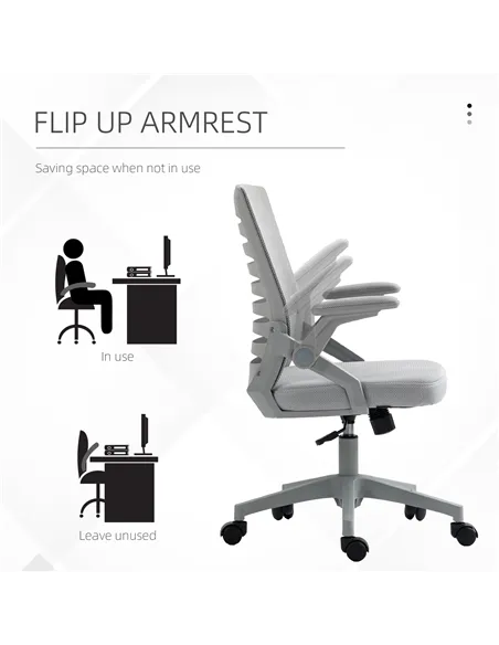 Vinsetto 44-53.5cm Adjustable Height Work Chair, with Mesh Back - Grey