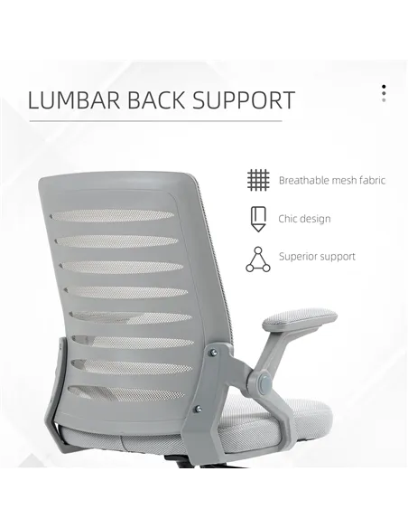 Vinsetto 44-53.5cm Adjustable Height Work Chair, with Mesh Back - Grey