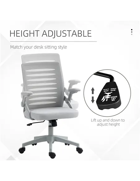 Vinsetto 44-53.5cm Adjustable Height Work Chair, with Mesh Back - Grey