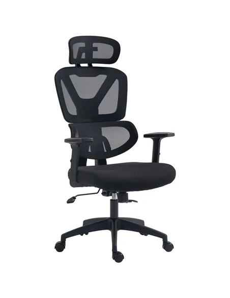 Vinsetto Mesh Office Chair, Height Adjustable Desk Chair with Lumbar Support, Swivel Wheels and Adjustable Headrest, Black