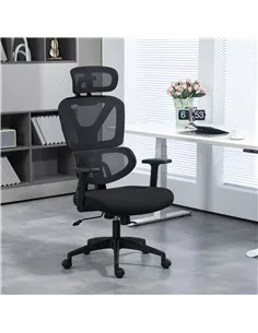 Vinsetto Mesh Office Chair, Height Adjustable Desk Chair with Lumbar Support, Swivel Wheels and Adjustable Headrest, Black 2