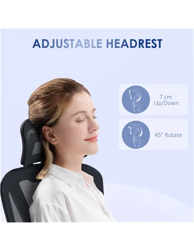 Vinsetto Mesh Office Chair, Height Adjustable Desk Chair with Lumbar Support, Swivel Wheels and Adjustable Headrest, Black