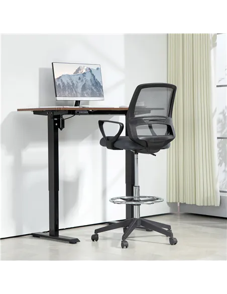 Vinsetto 102.5-126cm Draughtsman Office Chair, with Footrest - Grey
