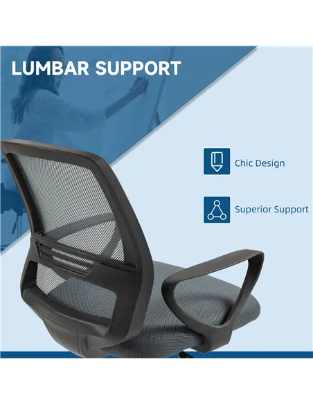 Vinsetto 102.5-126cm Draughtsman Office Chair, with Footrest - Grey