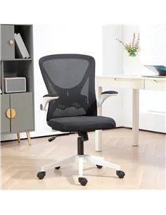 Vinsetto Mesh Back Office Chair, with Flip-Up Arms - Black and White 2
