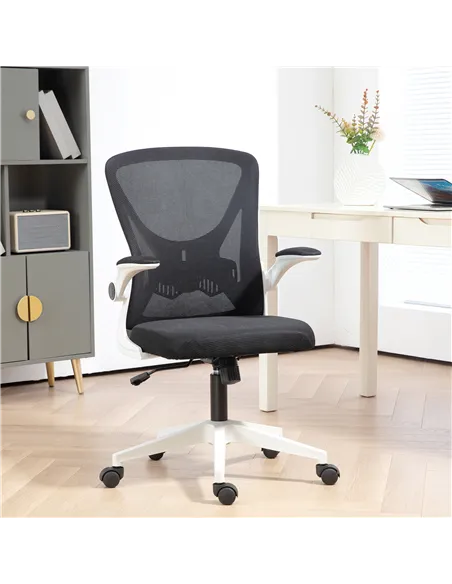 Vinsetto Mesh Back Office Chair, with Flip-Up Arms - Black and White