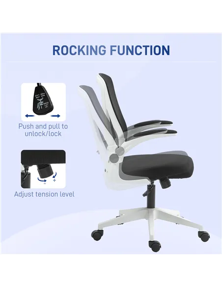 Vinsetto Mesh Back Office Chair, with Flip-Up Arms - Black and White