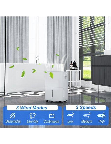 HOMCOM 30L/Day Dehumidifier with Auto-Clean Filter, Continuous Drainage, 4L Water Tank, 24H Timer, Digital Humidity Display, Deh