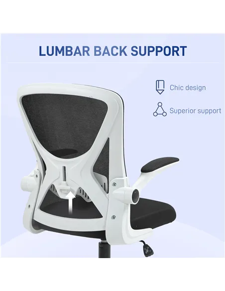 Vinsetto Mesh Back Office Chair, with Flip-Up Arms - Black and White