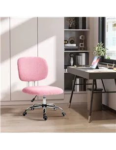 Vinsetto Teddy Fleece Armless Office Chair - Pink 2
