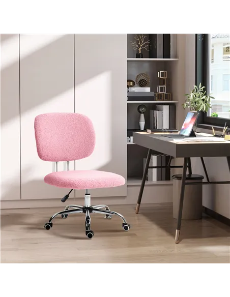 Vinsetto Teddy Fleece Armless Office Chair - Pink