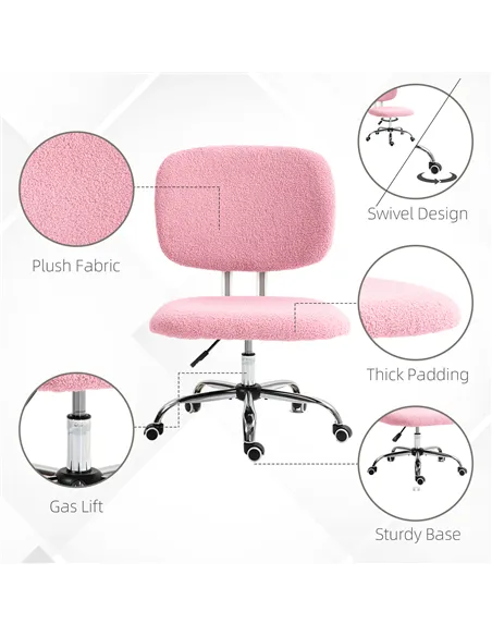 Vinsetto Teddy Fleece Armless Office Chair - Pink
