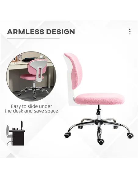 Vinsetto Teddy Fleece Armless Office Chair - Pink