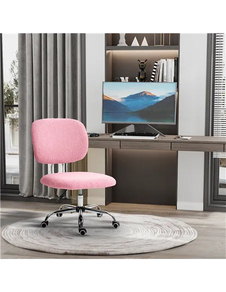 Vinsetto Teddy Fleece Armless Office Chair - Pink