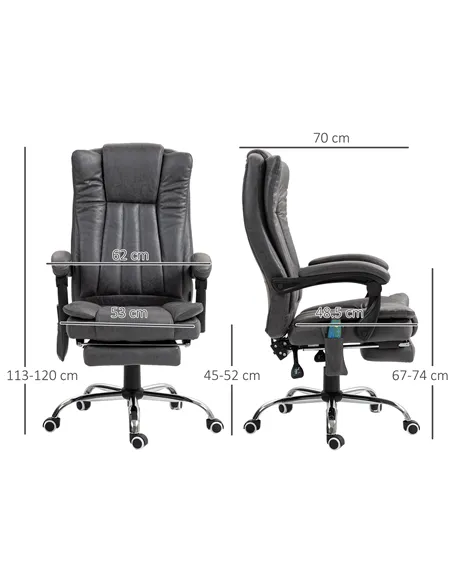 Vinsetto Six-Point Massage Chair, with Heat and Footrest - Dark Grey