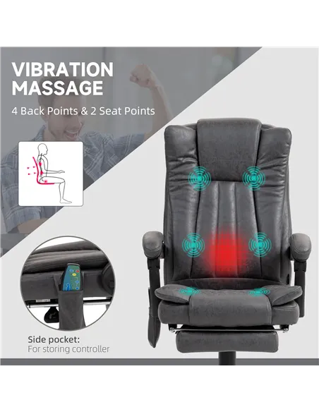Vinsetto Six-Point Massage Chair, with Heat and Footrest - Dark Grey