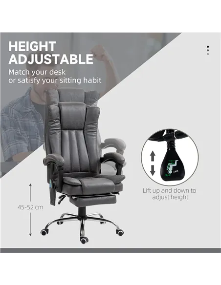 Vinsetto Six-Point Massage Chair, with Heat and Footrest - Dark Grey