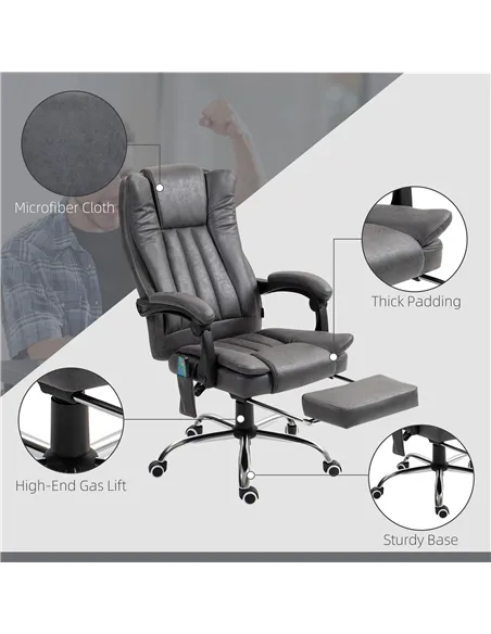 Vinsetto Six-Point Massage Chair, with Heat and Footrest - Dark Grey