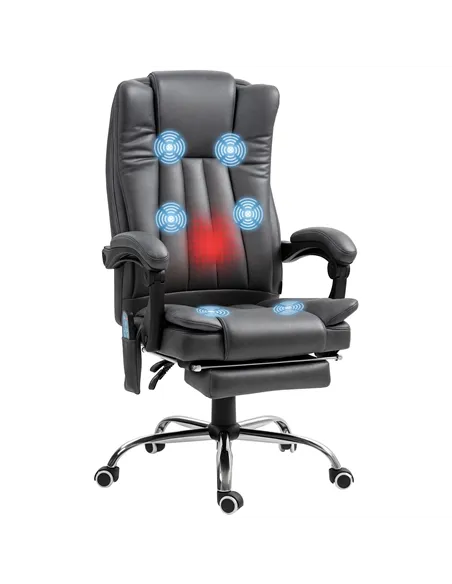 Vinsetto Six-Point Massage Chair, with Heat and Footrest - Dark Grey