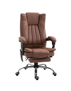 Vinsetto Office Chair with Massage and Heat, Microfibre Reclining Computer Desk Chair with Footrest and Adjustable Height, Swive