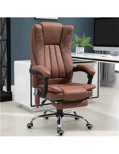 Vinsetto Office Chair with Massage and Heat, Microfibre Reclining Computer Desk Chair with Footrest and Adjustable Height, Swive