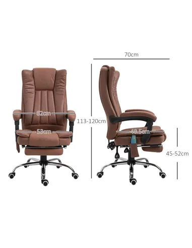 Vinsetto Office Chair with Massage and Heat, Microfibre Reclining Computer Desk Chair with Footrest and Adjustable Height, Swive