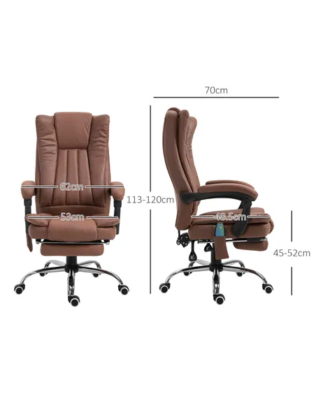 Vinsetto Office Chair with Massage and Heat, Microfibre Reclining Computer Desk Chair with Footrest and Adjustable Height, Swive