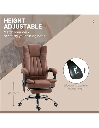 Vinsetto Office Chair with Massage and Heat, Microfibre Reclining Computer Desk Chair with Footrest and Adjustable Height, Swive