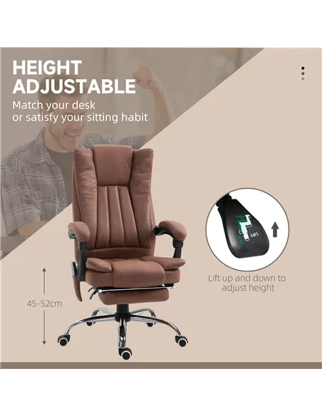 Vinsetto Office Chair with Massage and Heat, Microfibre Reclining Computer Desk Chair with Footrest and Adjustable Height, Swive