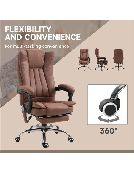 Vinsetto Office Chair with Massage and Heat, Microfibre Reclining Computer Desk Chair with Footrest and Adjustable Height, Swive