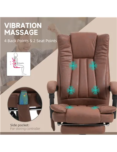 Vinsetto Office Chair with Massage and Heat, Microfibre Reclining Computer Desk Chair with Footrest and Adjustable Height, Swive