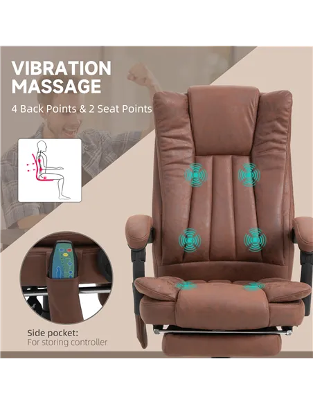 Vinsetto Office Chair with Massage and Heat, Microfibre Reclining Computer Desk Chair with Footrest and Adjustable Height, Swive