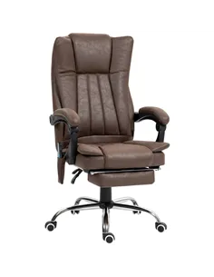 Vinsetto Vibrating Massage Office Chair with Heat, Desk Chair with Height Adjustable and Footrest, Dark Brown