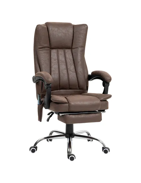 Vinsetto Vibrating Massage Office Chair with Heat, Desk Chair with Height Adjustable and Footrest, Dark Brown