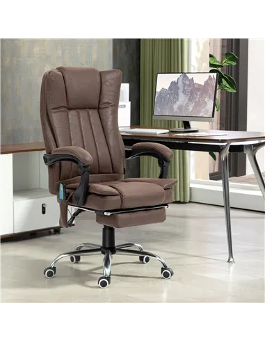 Vinsetto Vibrating Massage Office Chair with Heat, Desk Chair with Height Adjustable and Footrest, Dark Brown