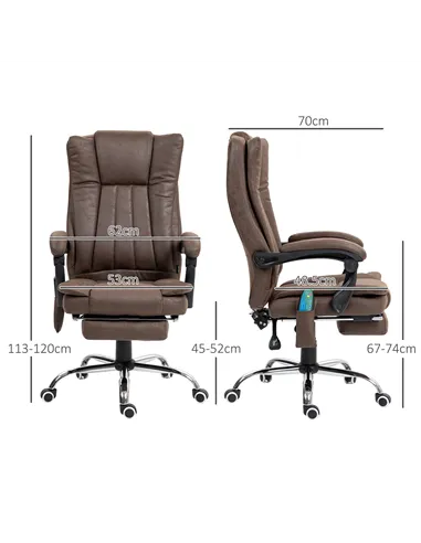 Vinsetto Vibrating Massage Office Chair with Heat, Desk Chair with Height Adjustable and Footrest, Dark Brown