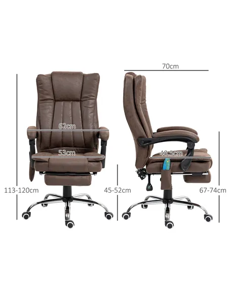 Vinsetto Vibrating Massage Office Chair with Heat, Desk Chair with Height Adjustable and Footrest, Dark Brown