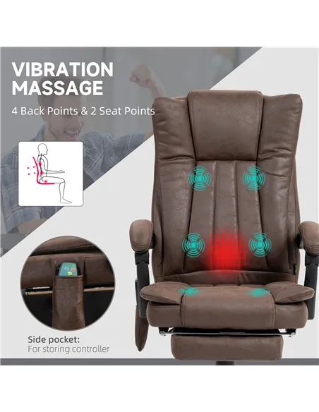 Vinsetto Vibrating Massage Office Chair with Heat, Desk Chair with Height Adjustable and Footrest, Dark Brown
