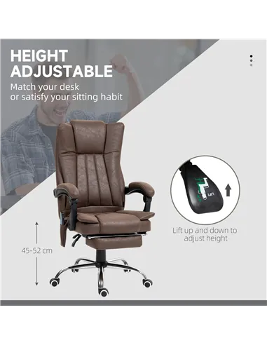 Vinsetto Vibrating Massage Office Chair with Heat, Desk Chair with Height Adjustable and Footrest, Dark Brown