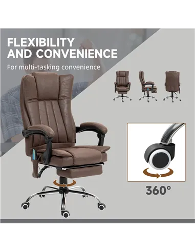 Vinsetto Vibrating Massage Office Chair with Heat, Desk Chair with Height Adjustable and Footrest, Dark Brown