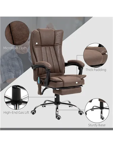 Vinsetto Vibrating Massage Office Chair with Heat, Desk Chair with Height Adjustable and Footrest, Dark Brown