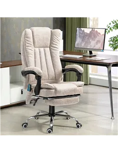 Vinsetto Vibrating Massage Office Chair with Heat, Desk Chair with Height Adjustable and Footrest, Cream White 2