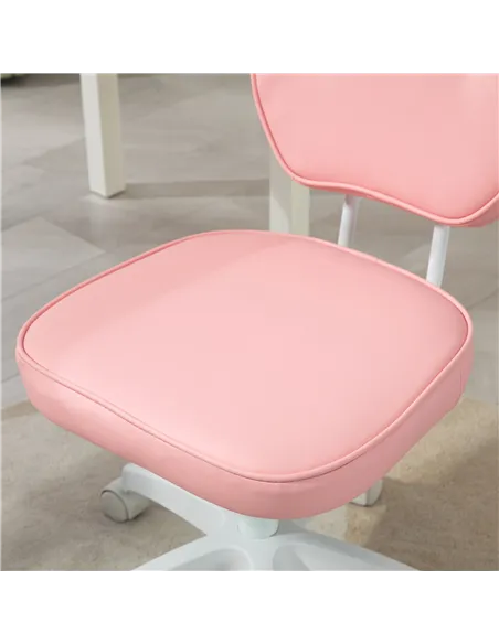 Vinsetto Vanity Office Chair, PU Leather Computer Chair for Home, with Adjustable Height, Armless, Swivel Wheels, Pink