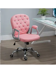 Vinsetto Office Chair Ergonomic 360° Swivel PU Diamante Padded Base 5 Castor Wheels for Home Work Pink 2