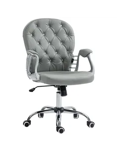 Vinsetto Office Chair Ergonomic 360° Swivel PU Diamante Padded Base 5 Castor Wheels for Home Work Grey