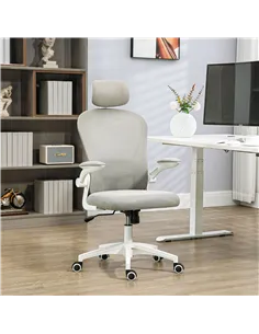 Vinsetto Multi-Adjustable Office Chair, with Lumbar Support, Headrest and Mesh Back - Grey 2